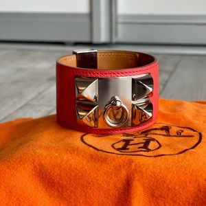 Hermes Collier de Chien bracelet in Orange/Silver!